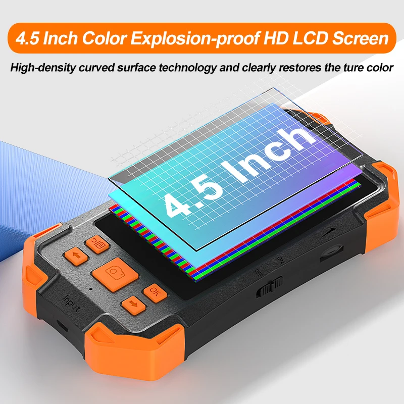 4.5 "1080P Telecamera per endoscopio Obiettivo 8MM 8LED WP Periscopio Telecamera di ispezione per tubi di scarico fognari idraulici industriali automobilistici