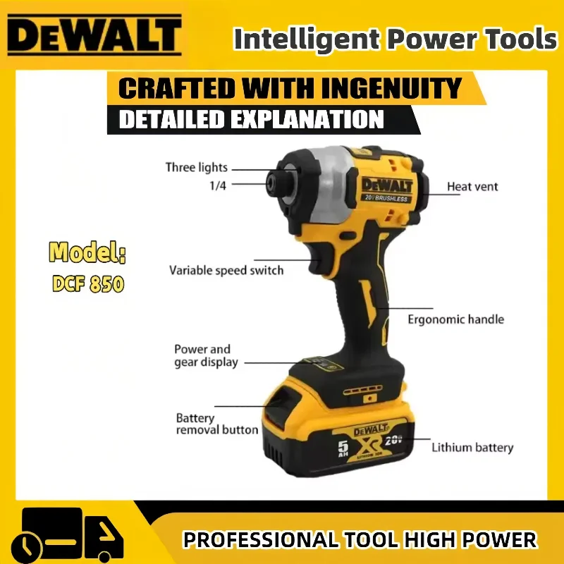 DeWALT Intelligent Electric Tools DCF850 3250RPM Brushless Impact Driver 205N.m high torque electric tool For Dewalt 20V Battery