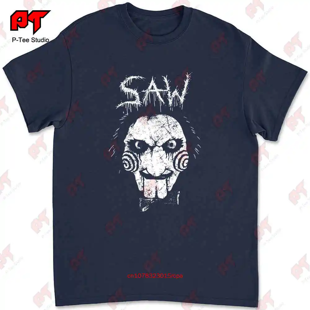 Saw Jigsaw Black Metal Billy The Puppet Gothic Punk Horror Movies T-shirt 3QEP