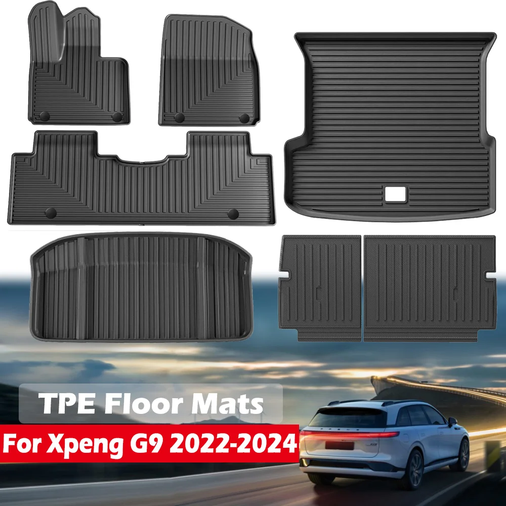 

TPE Floor Mats For Xpeng G9 2022-2024,All Weather Waterproof Odorless Floor Liners Trunk Mat Heavy Duty Waterproof Pad