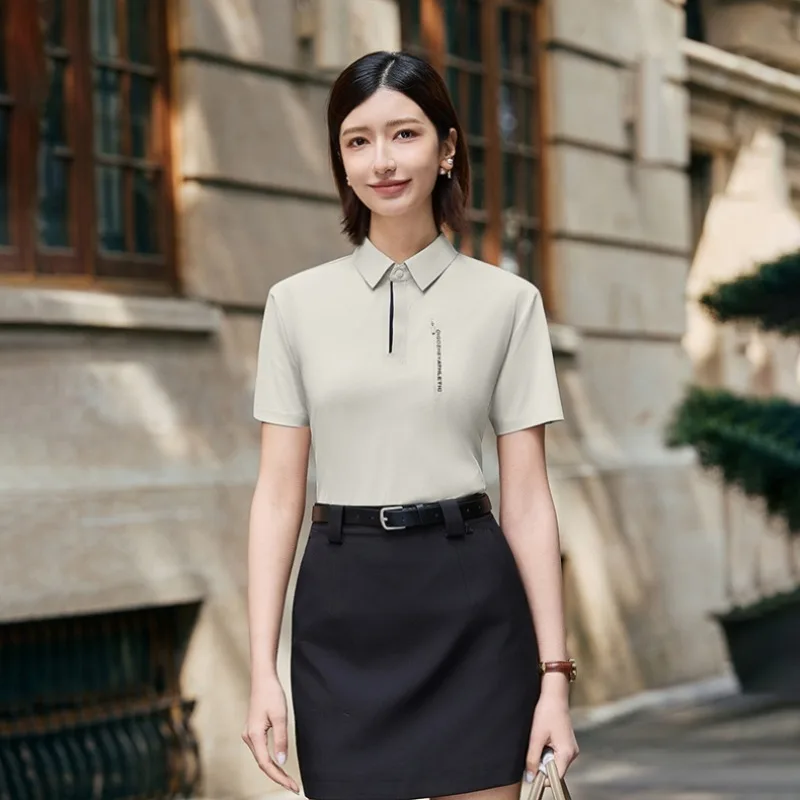 

Ladies Fashion Lightweight Breathable Quick Drying T-shirt for Couples Trendy Ice Silk Breathable Sweat Absorbing Polo Shirt