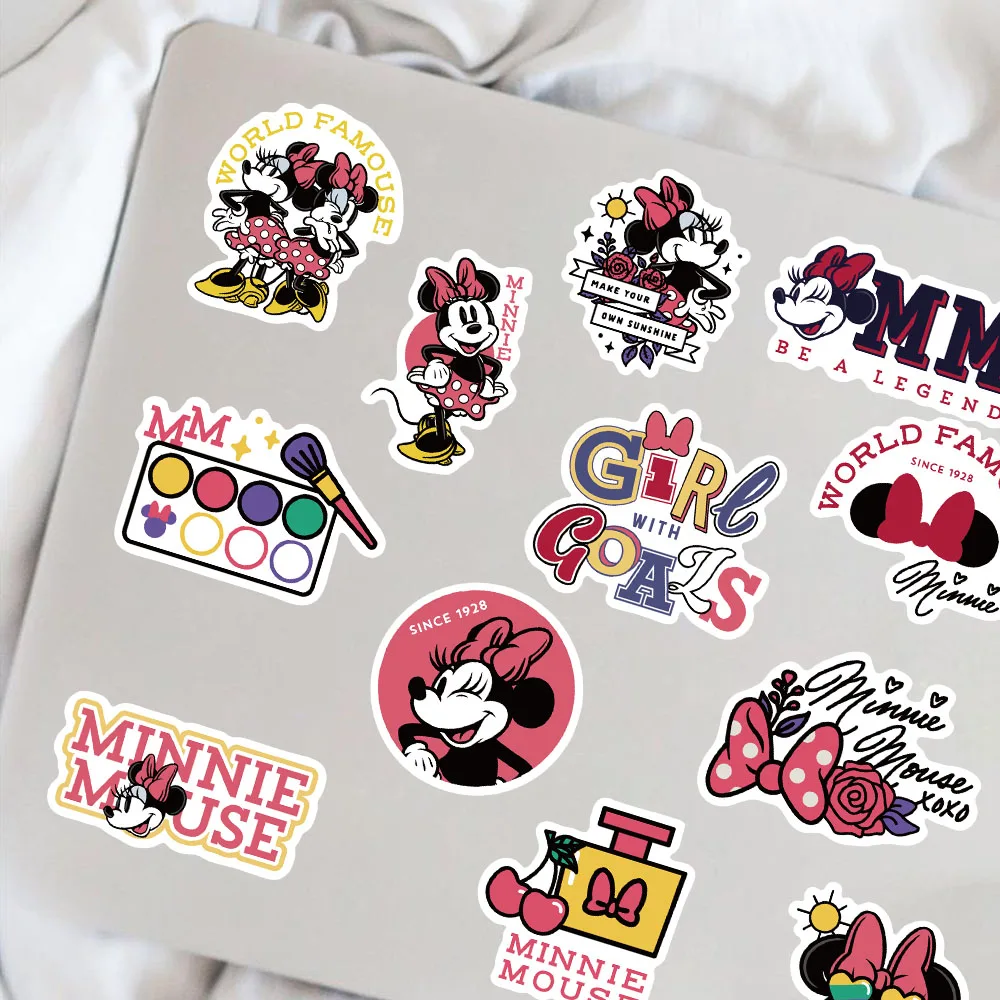 50PCS Disney Movie Minnie Stickers Anime Decal DIY Skateboard Laptop Motorcycle Cool Cute Cartoon Sticker Pack Kids Toys