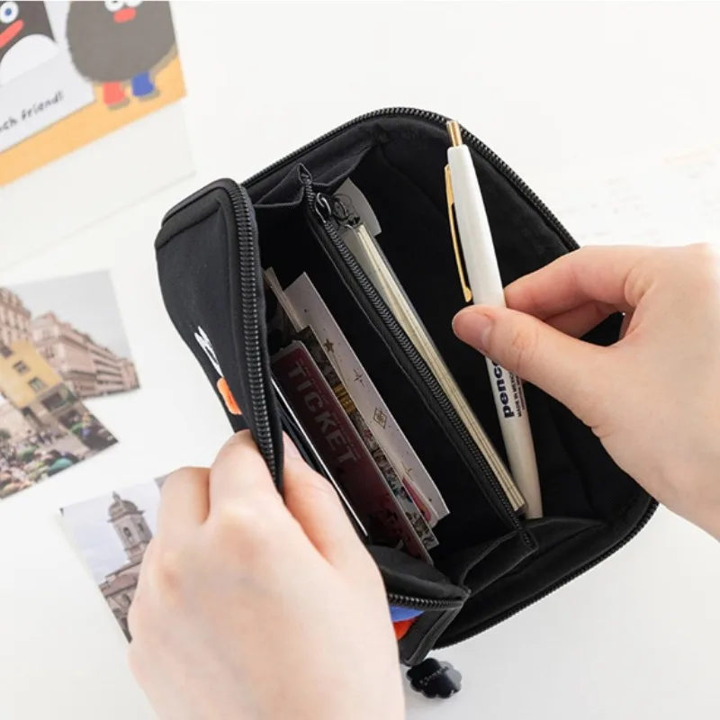 Korean Cute Childlike Passport Bag Multi-compartment Travel ID Card Storage Clip Change Receipt Cartoon Organizer Storage Bag