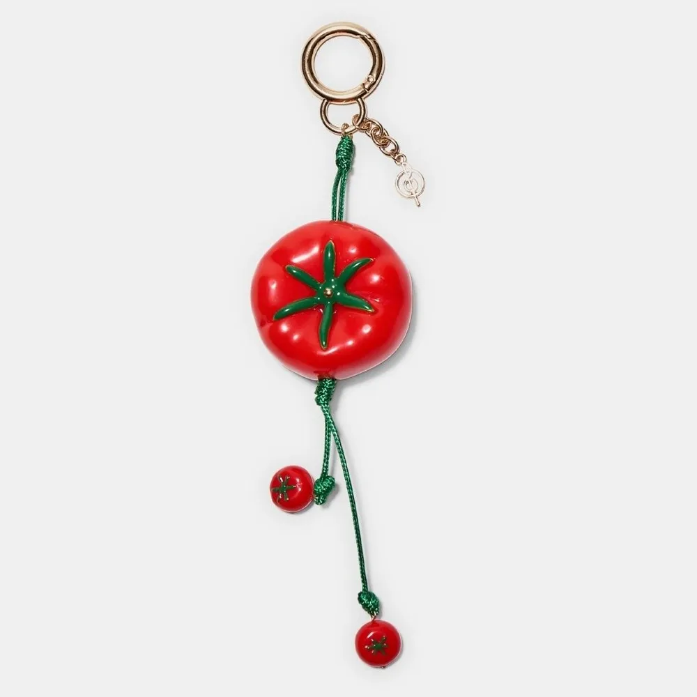 Schlüsselanhänger aus Legierungsmaterial, eleganter, süßer Schlüsselanhänger in Form von Früchten aus Harz, roter Tomaten-Herz-Handyanhänger, Autodekoration – Detail 2