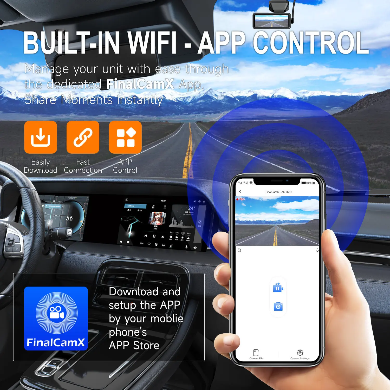 2026 New Model A215 - High-Definition Driving Recorder with 4K Front and Rear Stabilization Capabilities, Dual 5G Wi-Fi and GPS