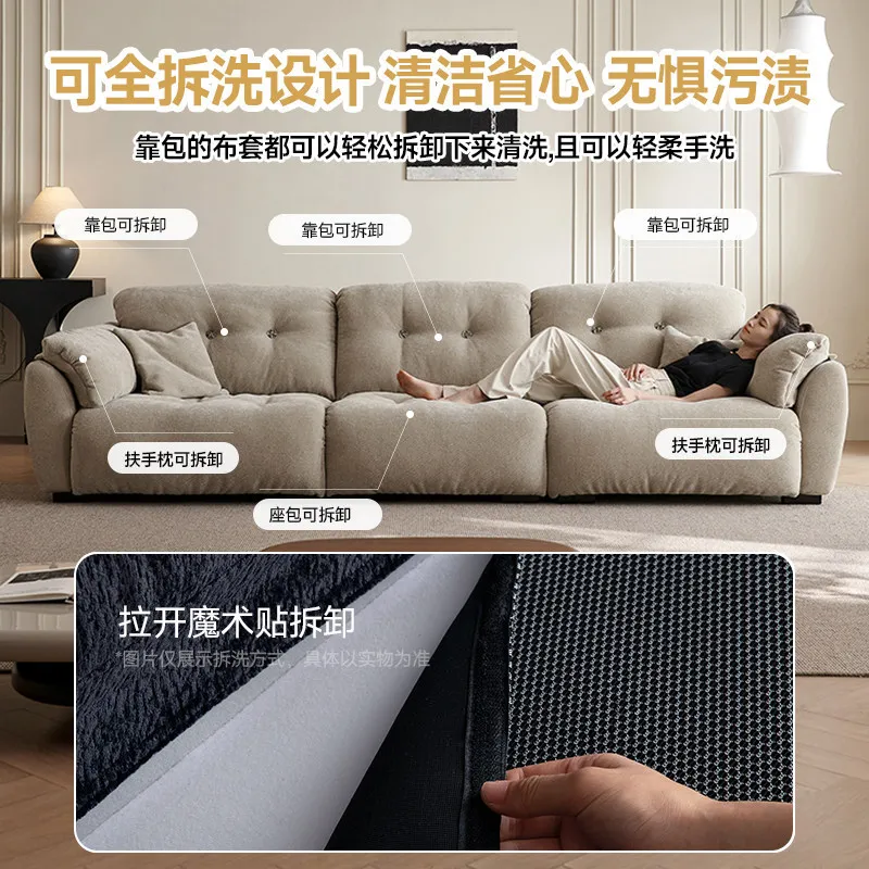 Removable high backrest super deep sitting width fully removable chenille fabric sofa