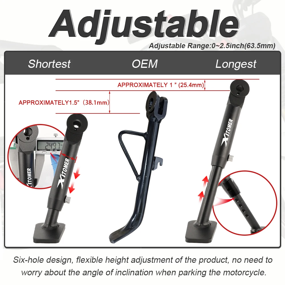 Motorcycle Adjustable Kickstand Side Stand Foot Support Bracket For Grom 125 MSX125 2017-2026 Monkey 125 2019-2026 For Honda