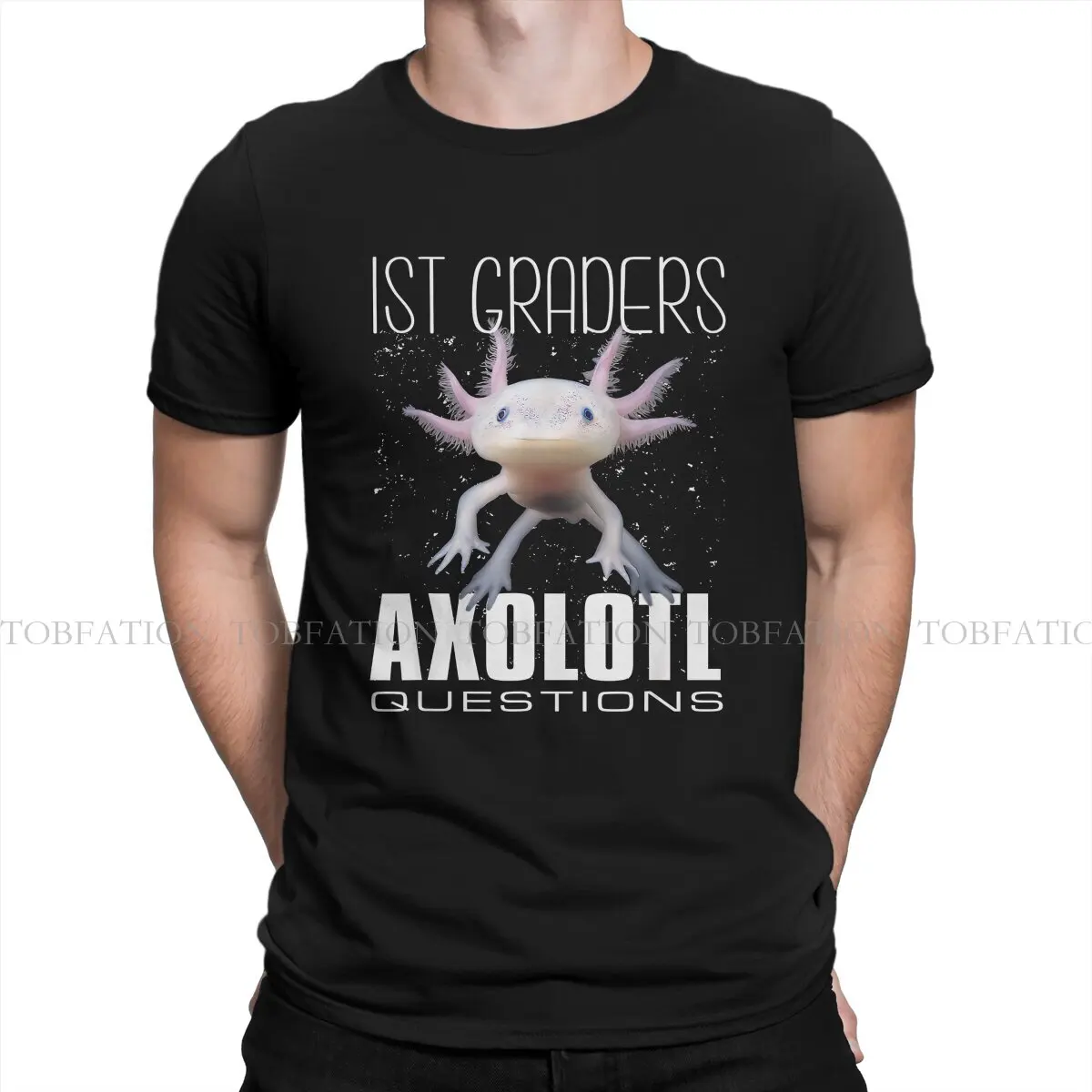 Axolotl Lover Crewneck TShirts 1st Graders Axolotl Questions Personalize Men's T Shirt Funny Tops 6XL