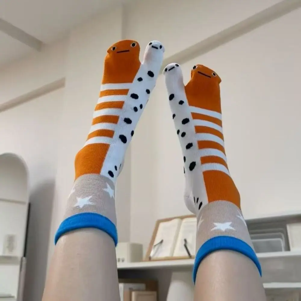 Comfortable Deep-sea Animals Funny Fish Tube Socks Whale Shark Two Toe Socks Stripe Dot Flower Eel Toe Separator Socks Women