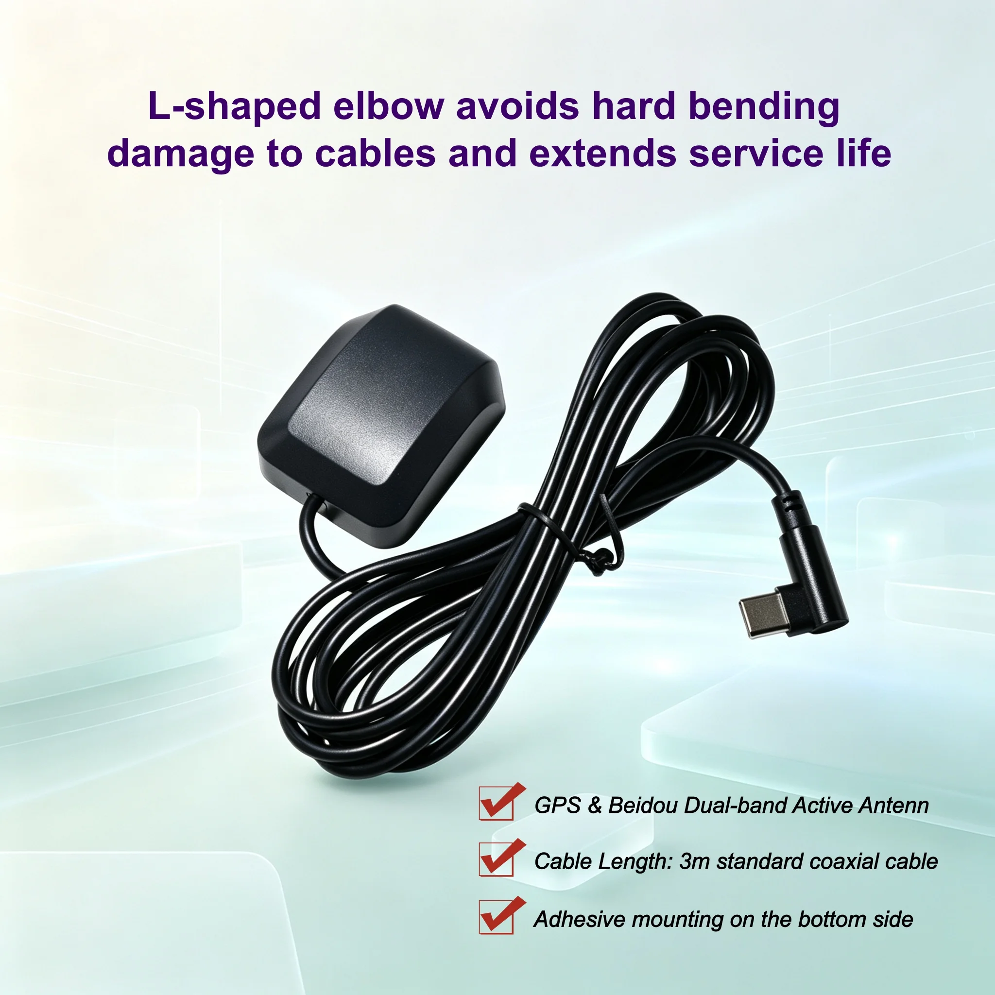 90° Right Angle Elbow Type-C GPS GLONASS Module Receiver, UBX-G7020-KB GNSS Antenna for Android Tablet