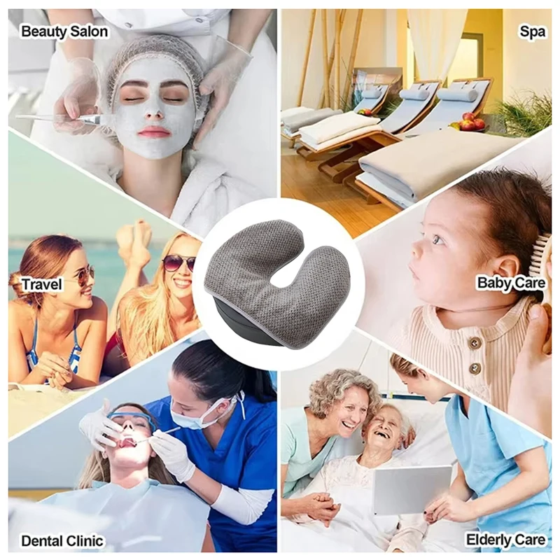 Handuk Penutup Kepala Coral Fleece Berbentuk U Sarung Bantal Wajah Tebal Bantalan Sandaran Kepala Perawatan Wajah Perlengkapan Pijat Kecantikan SPA