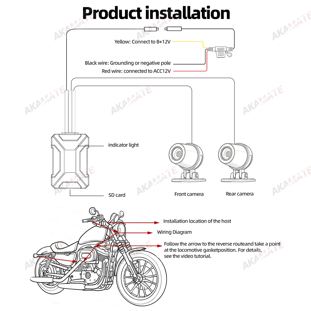 2K Motorrad-DVR Dual 1080P WiFi Vorder- & Rückkamera Wasserdichter Rekorder Motorrad-Dashcam Black Box Dual-Objektiv Wasserdicht – Detail 14