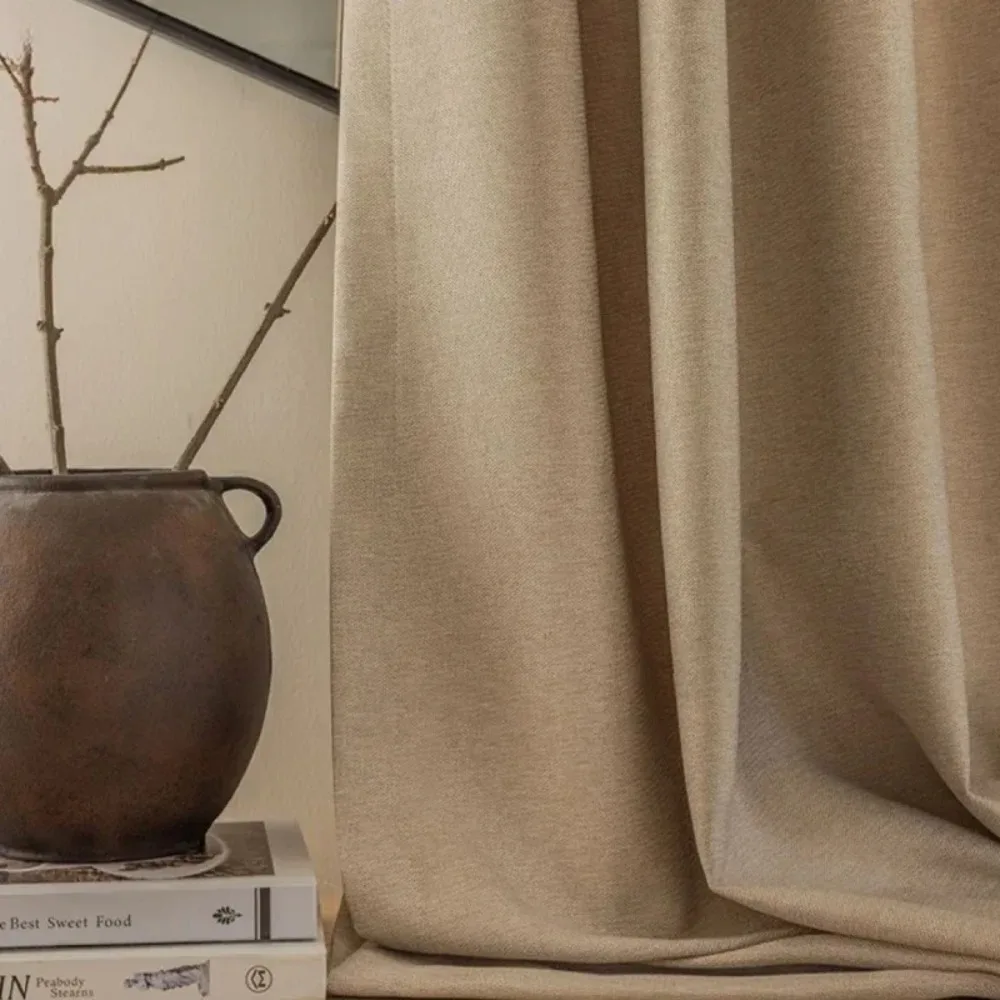 

New Customised Cotton And Linen Thickened Blackout Warm Soundproof Curtains For Living Room Balcony Bedroom Hotel Finished