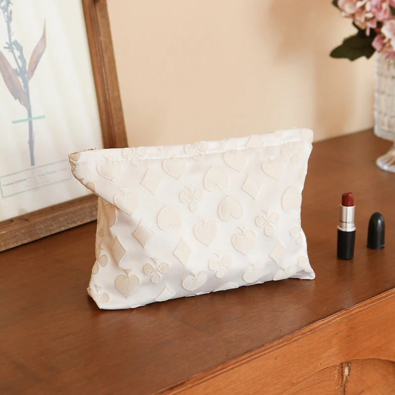 Women's Makeup Bag Pink Playing Card Love Card Large Capacity Cosmetics Storage Bag Portable Toiletry Bag Commuter Clutch Ins