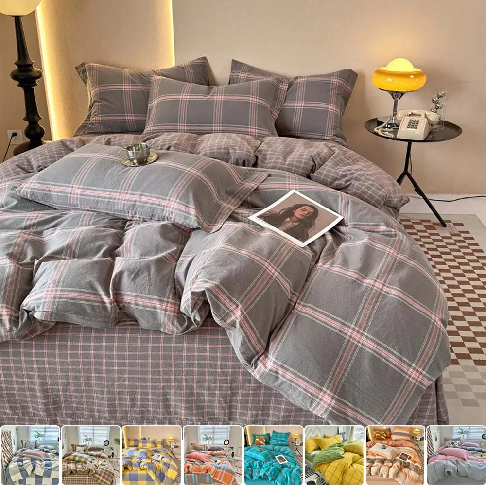 Pure Cotton Modern Duvet Cover with Plaid Print King Bedding Covers Comfortable and Skin-friendly Funda Nórdica 220x240 Algodon