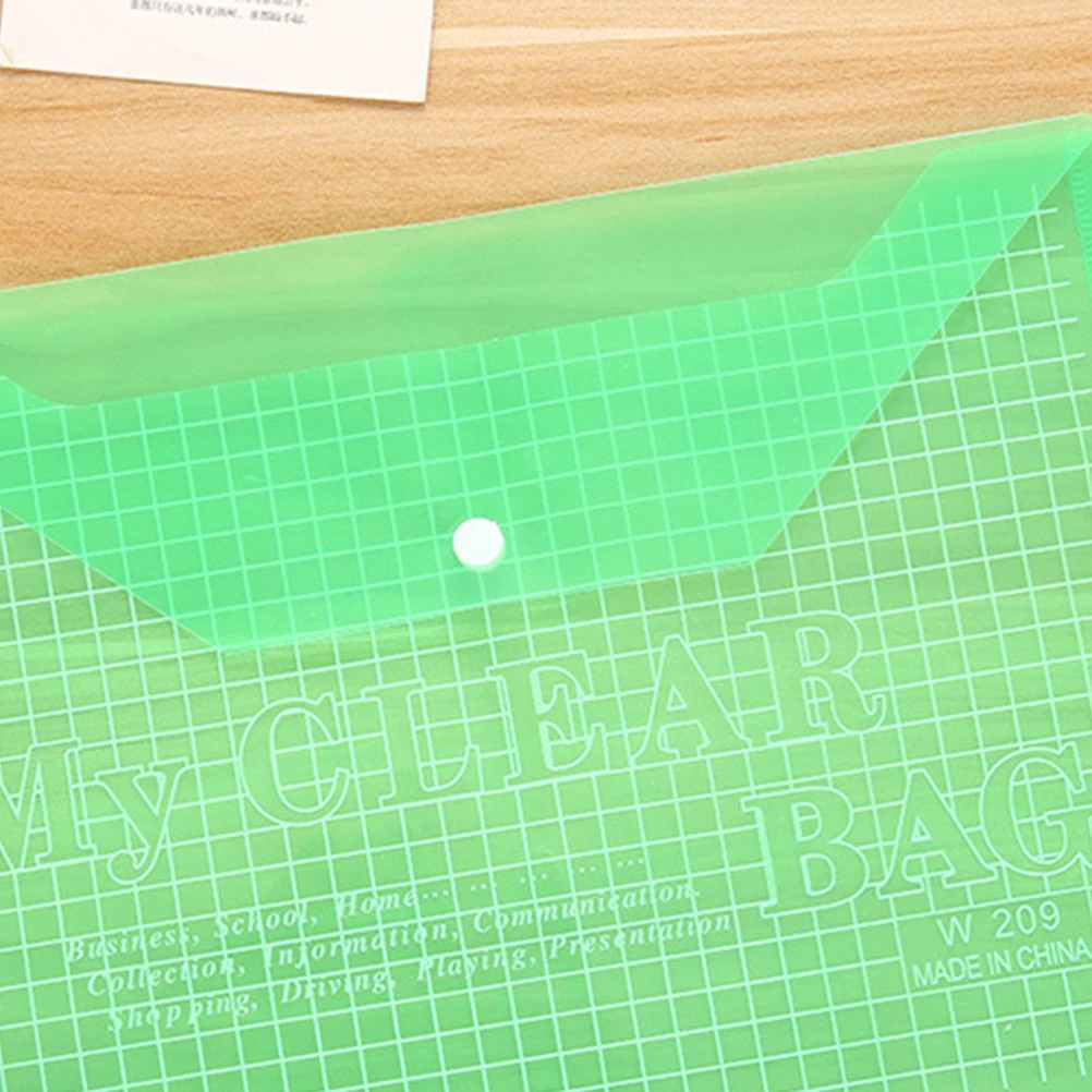 

12pcs A4 Transparent File Holder Button Closure Waterproof Pp Folder For Office Storage (Random Color)