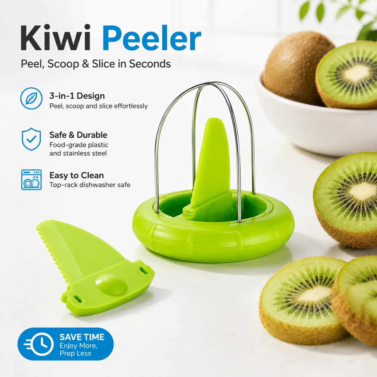 1PC Kiwi Fruit Peeler 2 In 1 Spoon Slicer Easy Scoop Cutter Stainless Steel Kitchen Gadget For Kiwi Mango Avocado Fruit Prep
