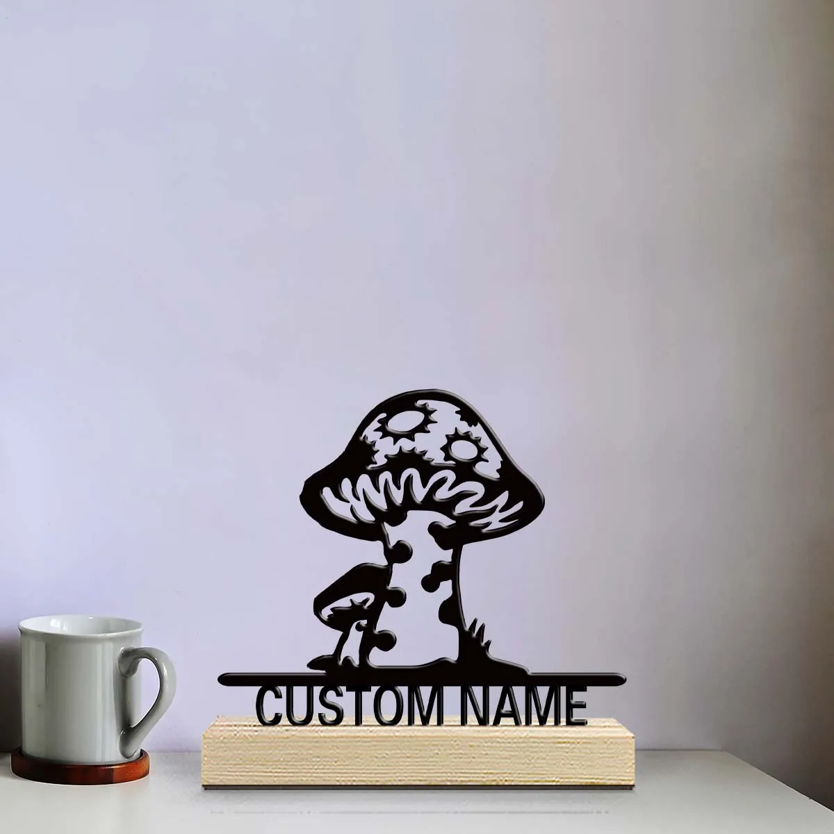 1pc Personalized Metal Artwork Custom Content With Wooden Base Housewarming Gift,Metal Ornament Decoration