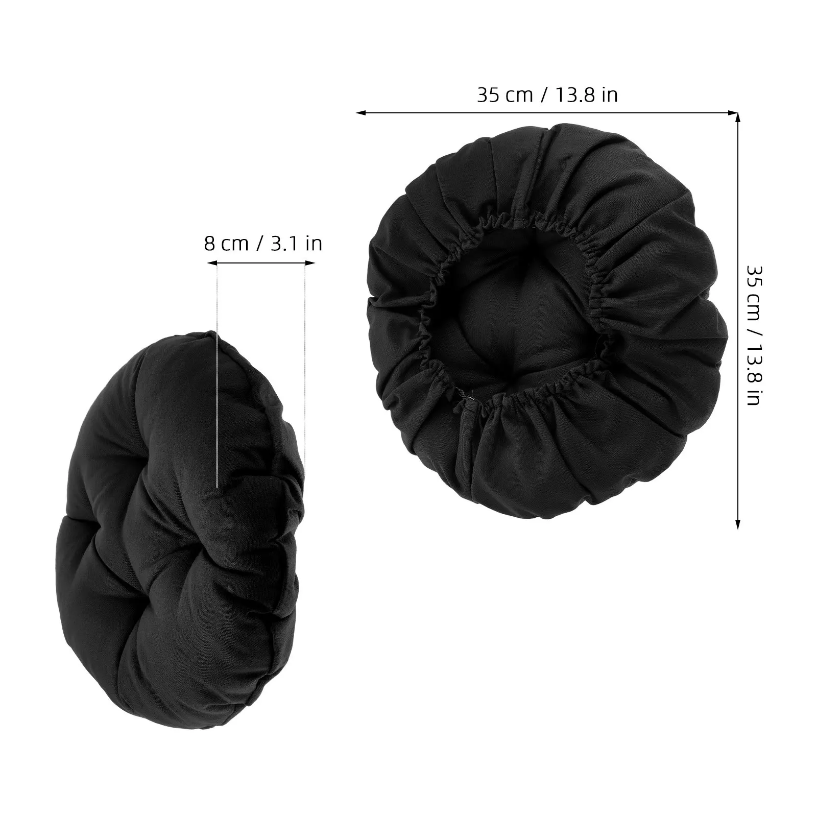 Black Washable Padded Round Bar Stool Cover Cushion Soft Elastic Stretch Seat Protector for Dining Kitchen Bar