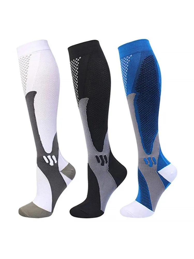 Kompressionssocken für Herren und Damen zum Laufen, Fußball, gegen Ermüdung, Schmerzlinderung, 20-30 mmHg, schwarze Kompressionssocken, geeignet für Sportsocken