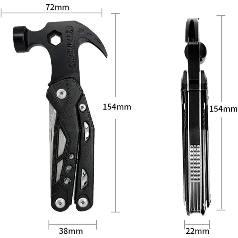 Small Hammer Multi-Tool Hammer Multi-Functional Mini Pliers Camping Gear Survival Tool All in One Survival Tools Multitool