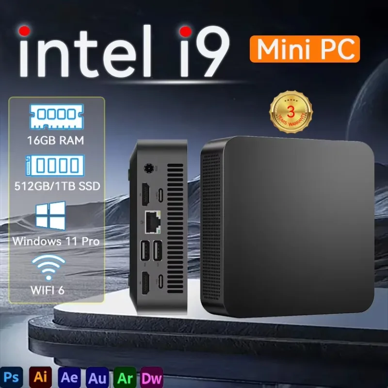 Portable Windows 11 Pro Intel Core I9-10980HK 16GB RAM 1TB 2TB SSD WiFi 6 Gaming Mini Computer Office Study Desktop I9 Mini PC