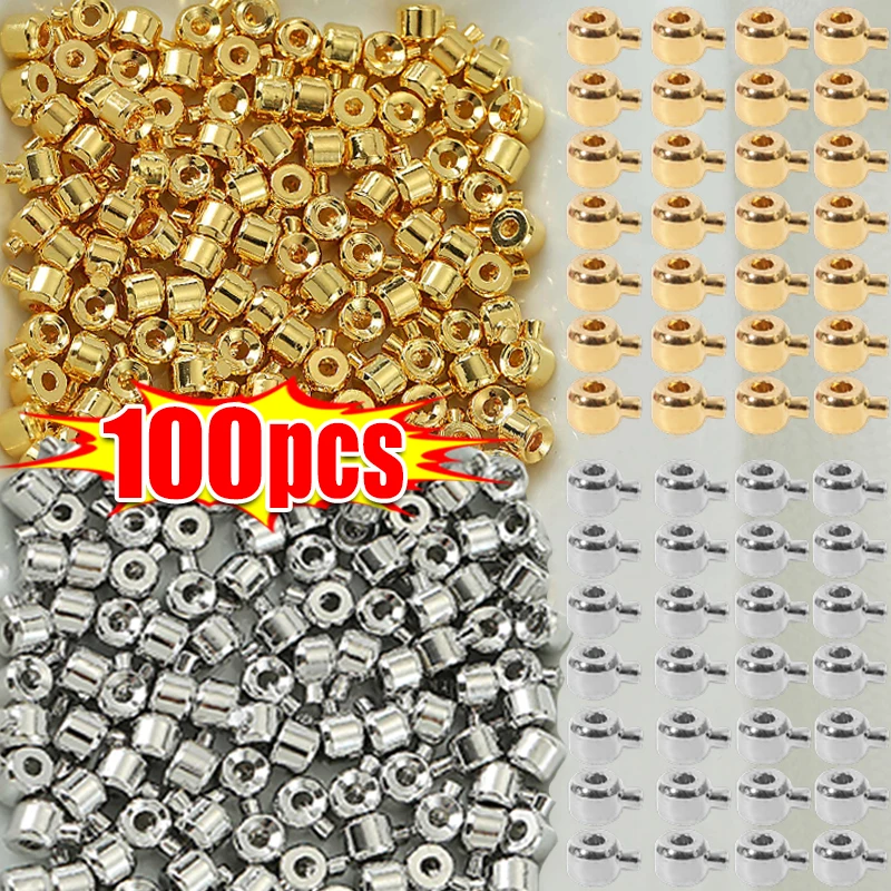 

10/100pcs Positioning Beads Handmade DIY Bracelet Necklace Closing Clip Wire Rope Fishing Line Positioning Buckle Accessories