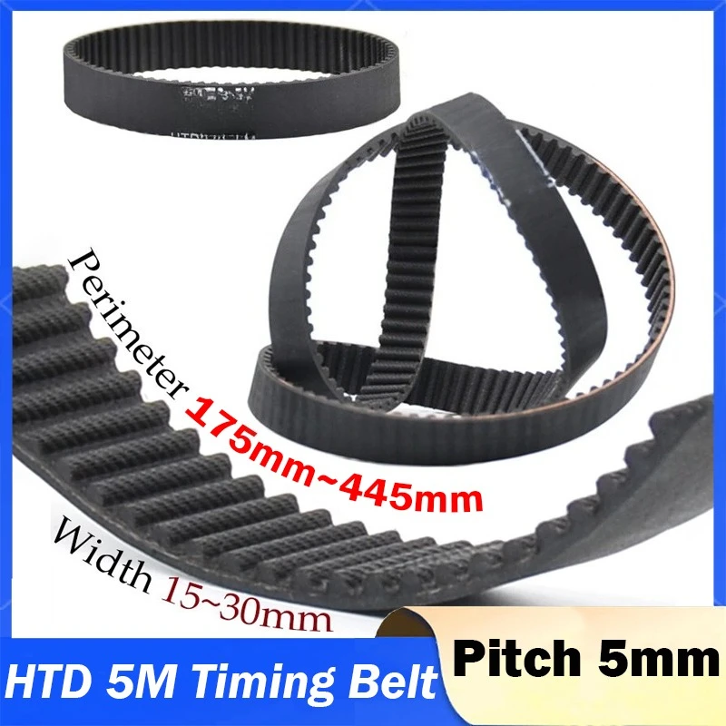 HTD5M Timing Belt Model From 175-5M To 445-5M High Precision Wear Resistant 5M Rubber Synchronous Belt for Industrial Machinery