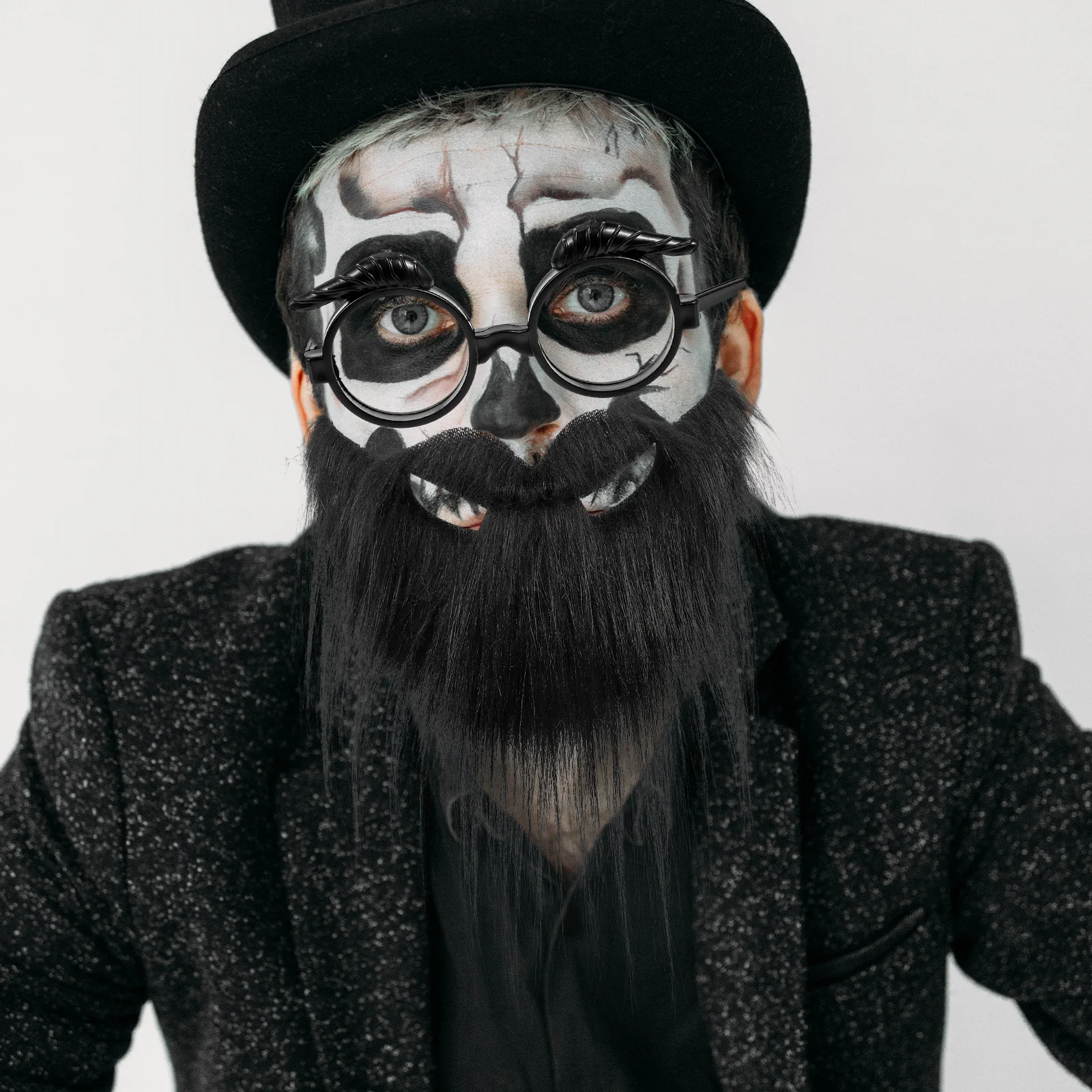 2 セット偽ひげメガネコスチュームアクセサリー男性子供のためのリアルな軽量コンパクト老人小道具