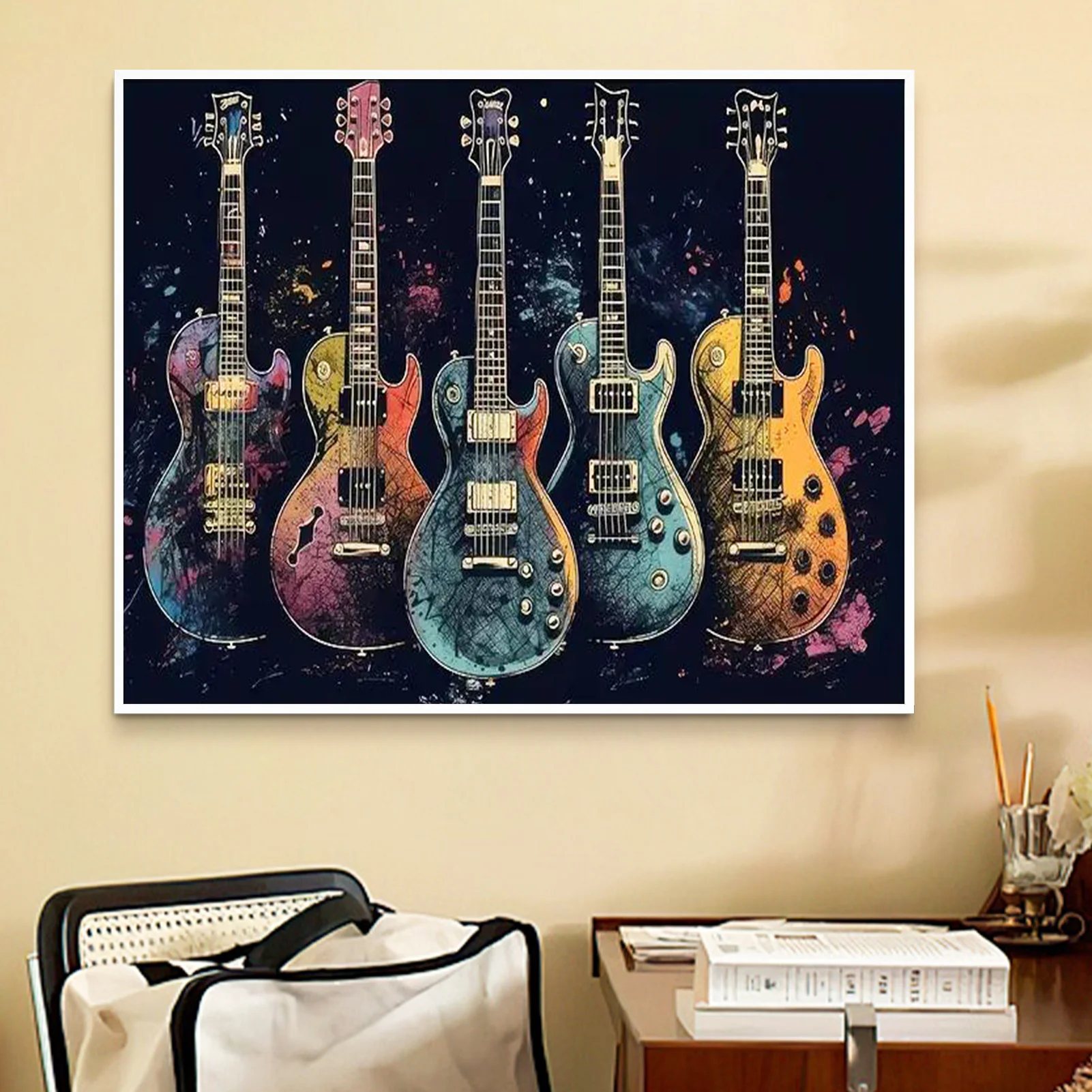 Oil Painting By Numbers Kits Vintage Electric Guitars Number Drawing Frameless Canvas DIY Pictures By Numbers Home Decor