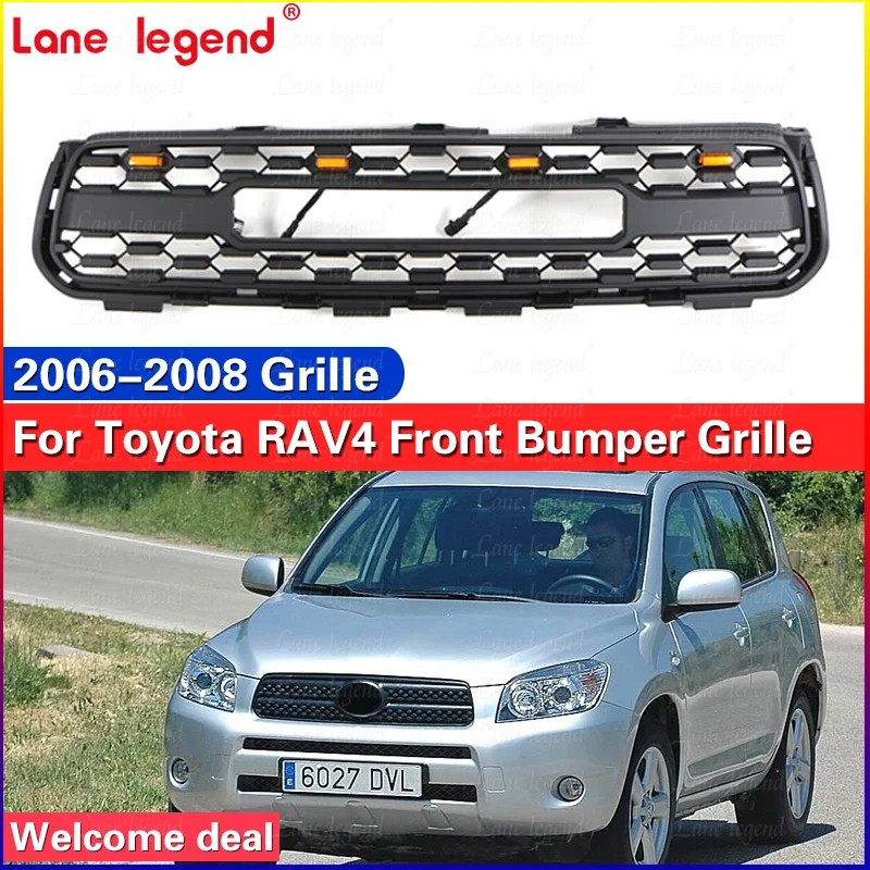 Auto Part Other Exterior Accessories Black ABS Plastic Grills Front Grille With LED Light Fit For Toyota RAV4  2006 2007 2008