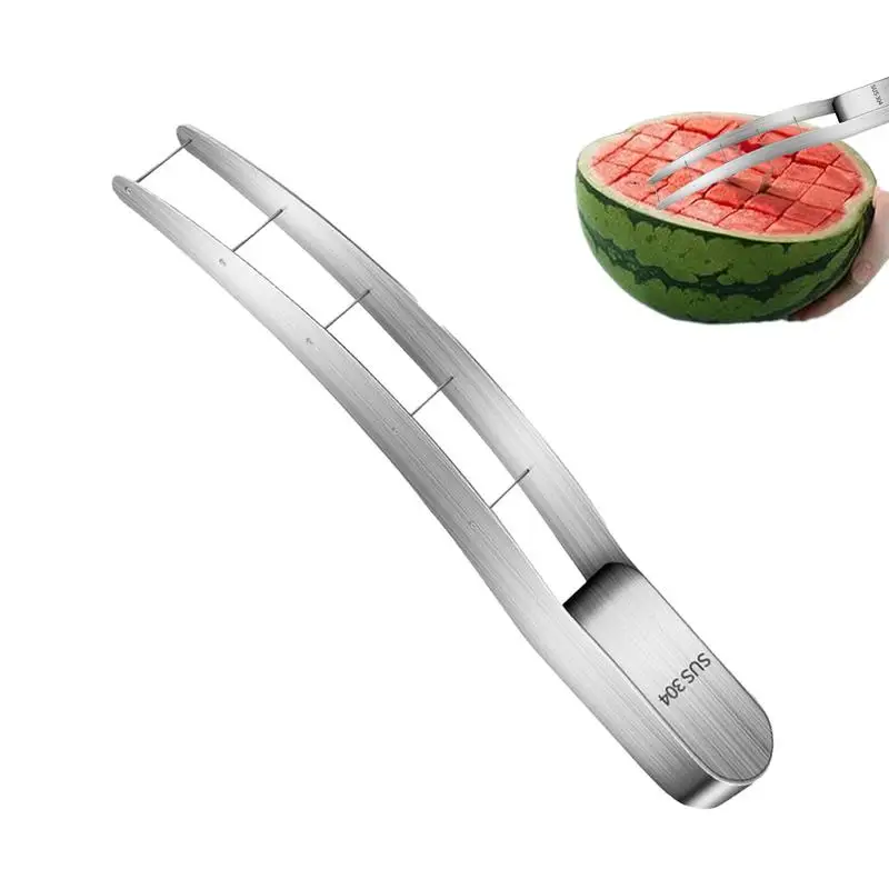 

Watermelon Slicer Cutter Tool Stainless Steel Fruit Cube Cutter Watermelon Cutting Tool Versatile Handheld Kitchen Gadgets For