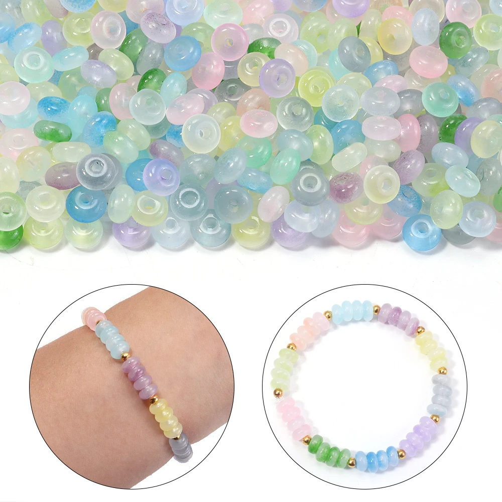 100 Stück/Lot Gelee-farbene Imitations-Jade-Glasperlen, Abakusperlen, Radform, lose Abstandshalterperlen für die Schmuckherstellung, DIY-Zubehör – Detail 6