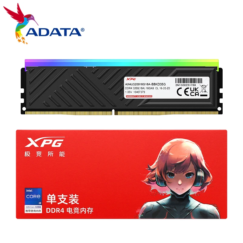 Imagem -05 - Adata-xpg Memória Ram de Secretária Ddr4 com Rgb 3200mhz 8gb 16gb Dissipador de Calor 288 Pinos Sdram Ddr4 Chip de Memória