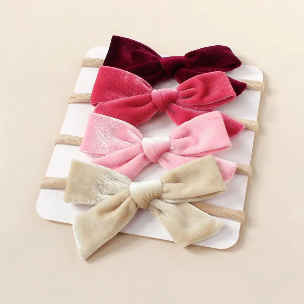 Soft Velvet Headband Cute Newborn Girl Hair Accessory Elastic Nylon Headwrap Comfortable For Infant Toddler Kids