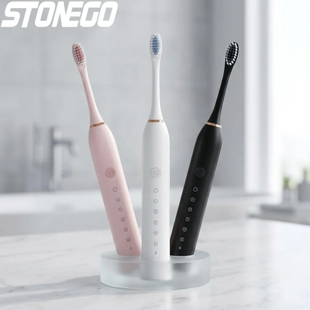 Sonic Electric Toothbrush USB Rechargeable 6 Modes Timer Strong Vibration Plaque Removal Gum Care for Daily Oral Hygiene