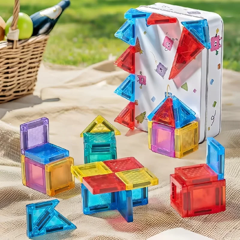 Finestra a colori fai-da-te Puzzle magnetico Assemblaggio Building Block Giocattolo portatile da viaggio per bambini Divertente set regalo di Natale