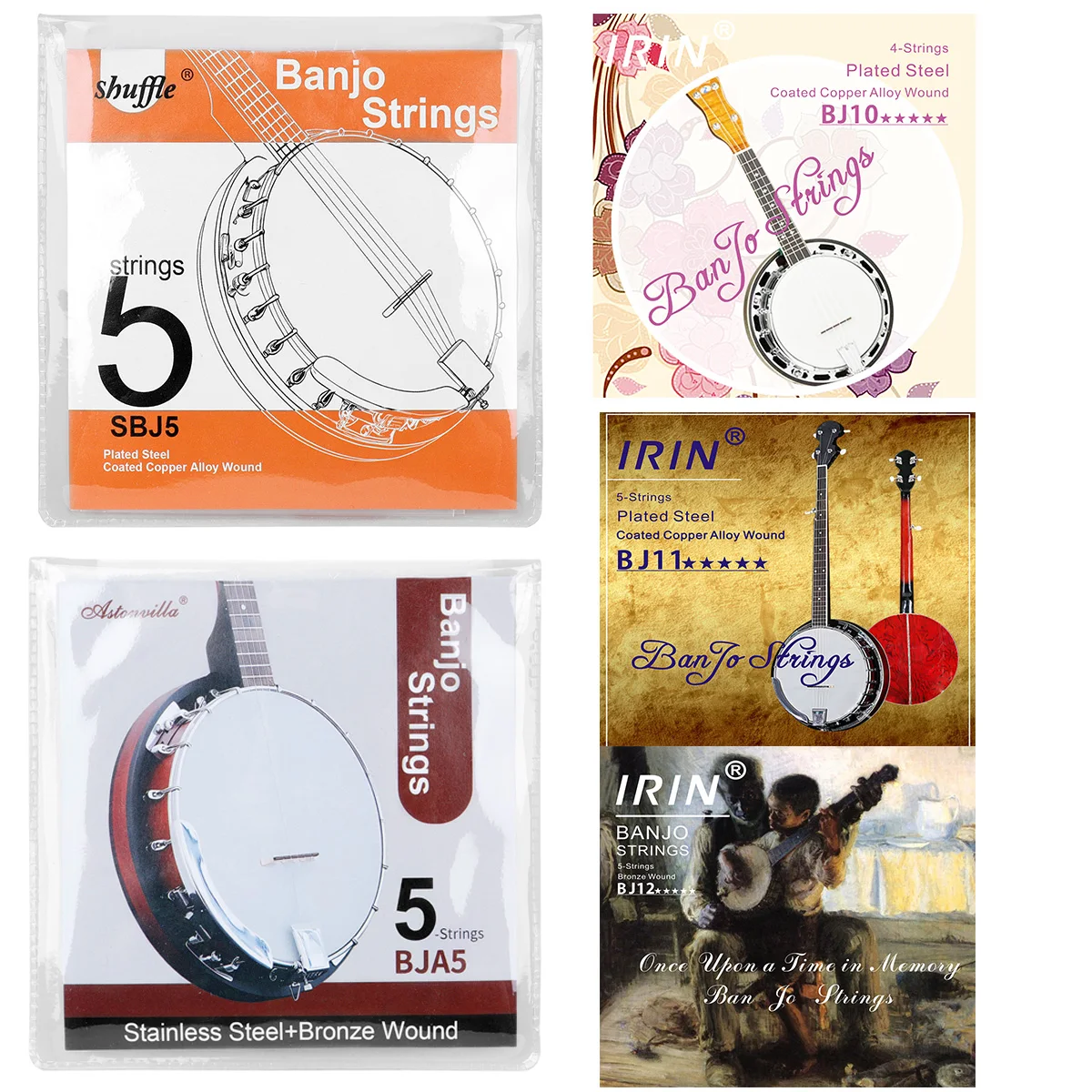 

4/5 Banjo Strings SBJ5/BJA5/BJ10/BJ11/BJ12 Strings Set Plated Steel Coated Copper Alloy Bronze Phosphor Bronze Winding Parts