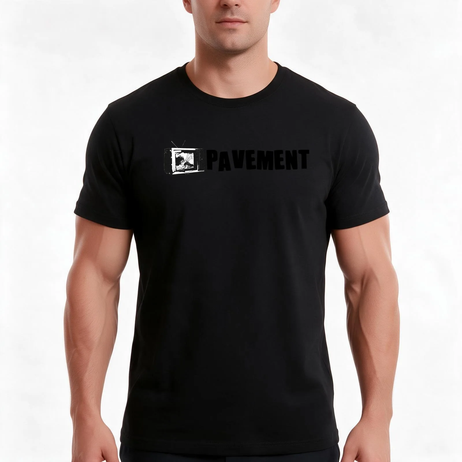 Pavement Band Design T-Shirt, Summer Casual Cotton Tee, Oversized Streetwear Tops, Vintage Graphic Print, Loose Fit Short Sleeve