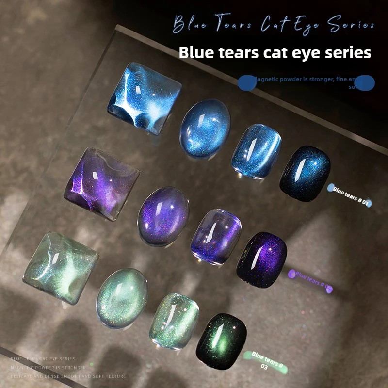 Blue Tears Cat Eye Series, 3 Colors 1pc/10ml Unique Blue Color And Magnetic Powder, Gives A Dreamy, Romantic Feeling