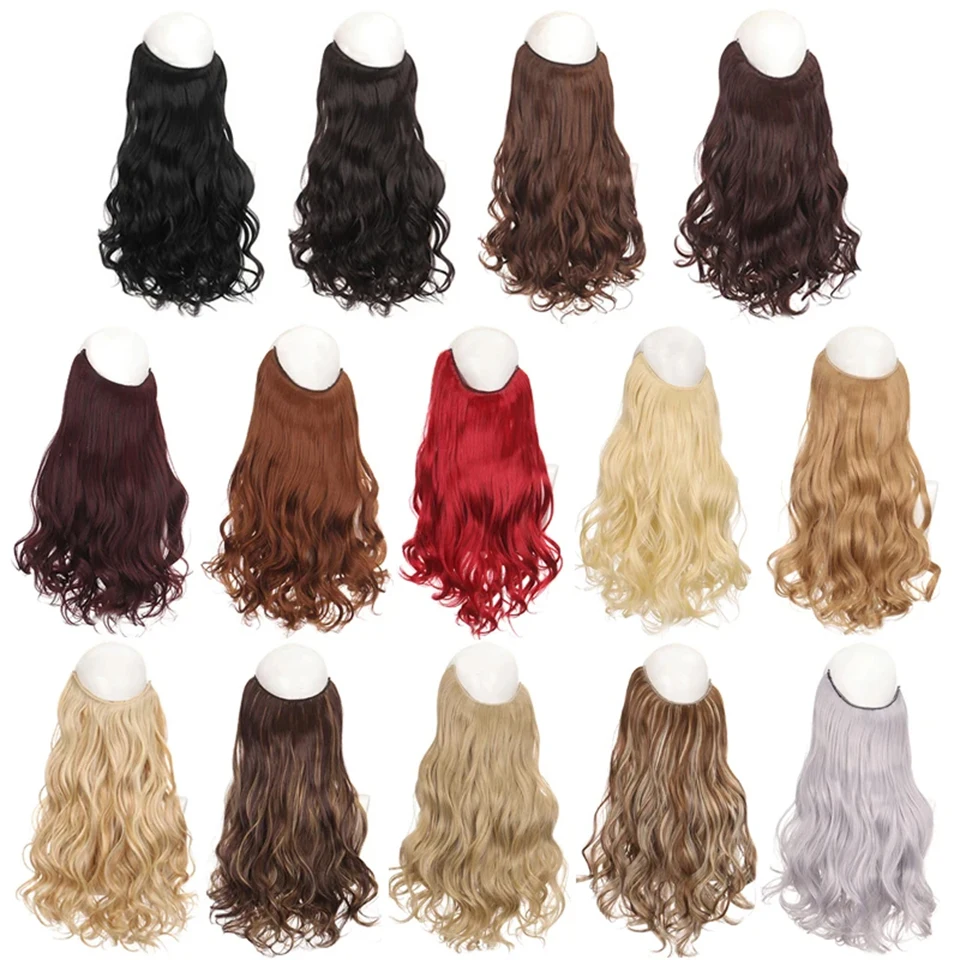 Fishing line hair extensions wig pieces long straight hair curly hair big waves water ripples COS hair extensions ﻿ - view 6
