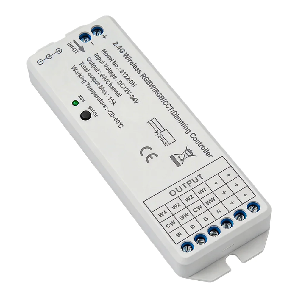 2.4GHz RF Touch Dimmer Controller for Monochrome LED Strips Compatible with 5V 12V 24V 36V Input Up to 8A Load