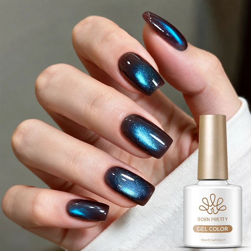 BORN PRETTY 10ml Farbiger Katzen-Magnet-Gel-Nagellack Herbst Dunkelblau Burgunderrot Rosa Magnet Soak-Off UV-Gel Nagelkunstlack – Detail 4