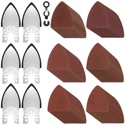 129Pcs New Oscillating Tool Multipurpose Sanding Pads Kit Universal Finger Sanding Pad 60-320 Grit Triangle Finger Sandpaper Set