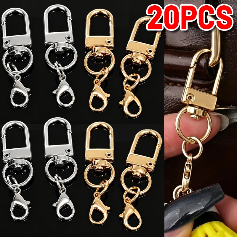 Keychain with Chains Keyrings for DIY Jewelry Making Carabiner 10/20pcs Lobster Clasp Spring Buckle Key Ring Hooks Bags Buckle
