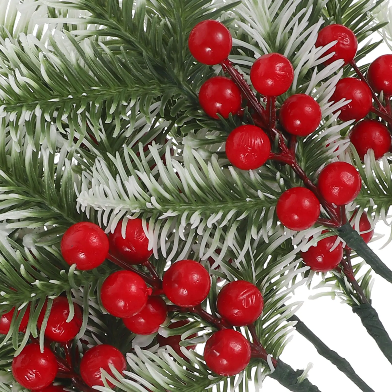 

10 Pcs Christmas Tree Decorations Artificial Pine Branches Red Berry Inflatable Simulation Berries Fake Stems Pvc Man