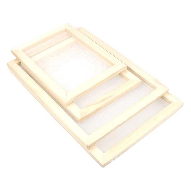 4 Pack Wooden Paper Making Mould Frame, Screen Printing Frame For DIY Paper Craft And Dried Flower Handcraft, 2 Size