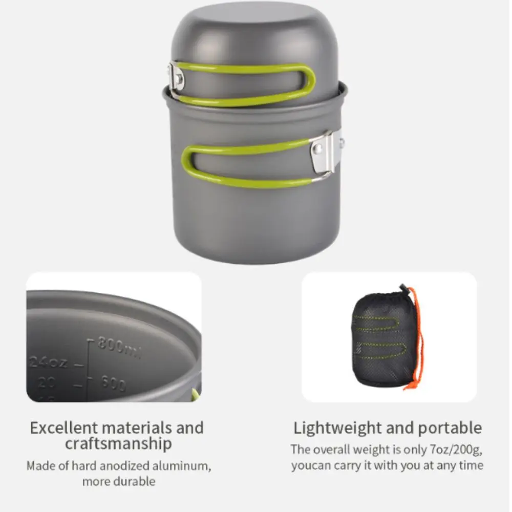 

Набор походной посуды (кастрюля и чашка) с сетчатой сумкой, легкий и безопасный набор для пикника и приготовления пищи на природе