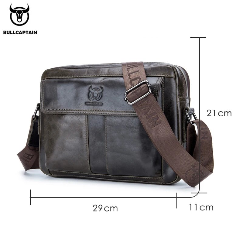 BULLCAPTAIN-Bolso cruzado de cuero genuino para hombre, bolso multifuncional informal de gran capacidad, Maletín de negocios A la moda