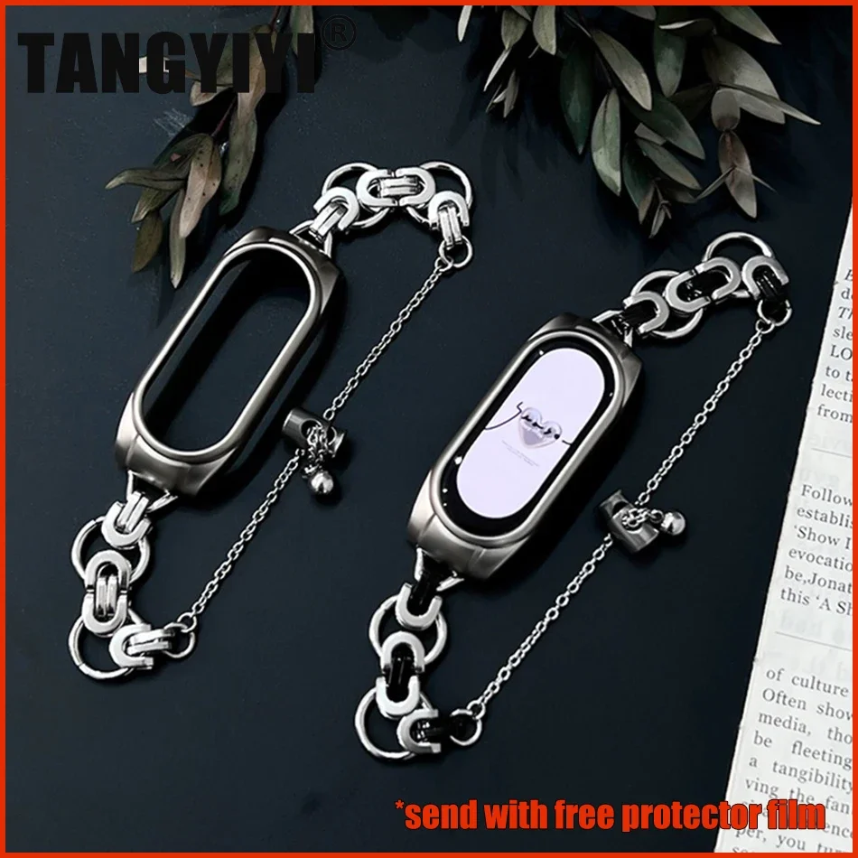 Correa para Xiaomi Mi Band 7, 6 y 5, pulsera de Metal con resorte de repuesto para pulsera inteligente Xiaomi Mi Band 4 y 3